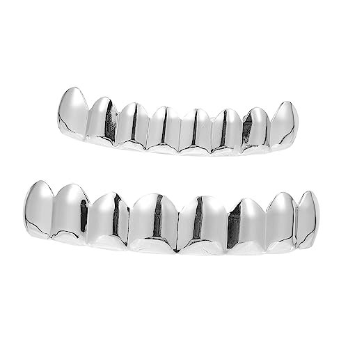 ORFOFE 1 Satz Zahnersatz Paare Halloween-Kostüme für Erwachsene Grills für Ihre Zähne Horrorperlen Halloween schminke Halloween Make up Halloween-Party-Requisite Kupfer prothese Silver von ORFOFE