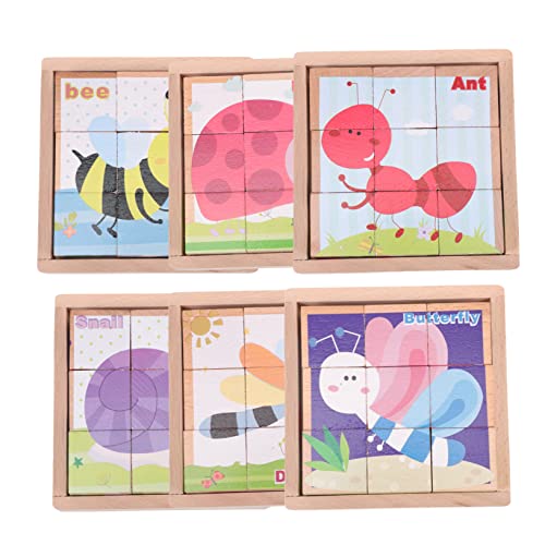 ORFOFE 1 Satz sechsseitige Malbausteine Puzzle-Spielzeug Cartoon-Puzzle Bausteine ​​für Kinder Kinderspielzeug Kinder Puzzle Kleinkindspielzeug pädagogisches Puzzle Puzzle-Block Holz von ORFOFE