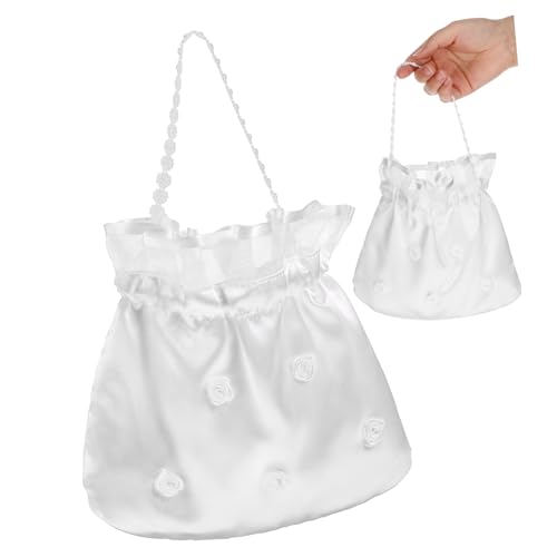 ORFOFE 1 Schmuckgeschenktaschen Hochzeitsgeschenktaschen Brauttaschen für den Hochzeitstag Hochzeitstaschen für Weiße Handtasche große Einkaufstasche Partygeschenktüten Braut geldbörse von ORFOFE