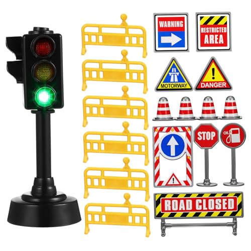 ORFOFE 1 Set Ampellampe Verkehrsspielzeug Für Kinder Mini Mini Ampel Mini Verkehrskegel Ampel Lichtspielzeug Mini Straßenkegel Straßenschild Mini Verkehrsschilder von ORFOFE