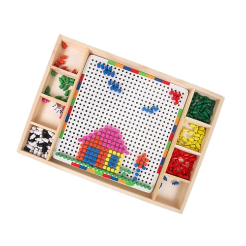 ORFOFE 1 Set Bunte Nägel Aus Holz Für Kinder Bausteine Pilznägel Puzzle Weißes Bambusspielzeug Für Kleinkinder von ORFOFE