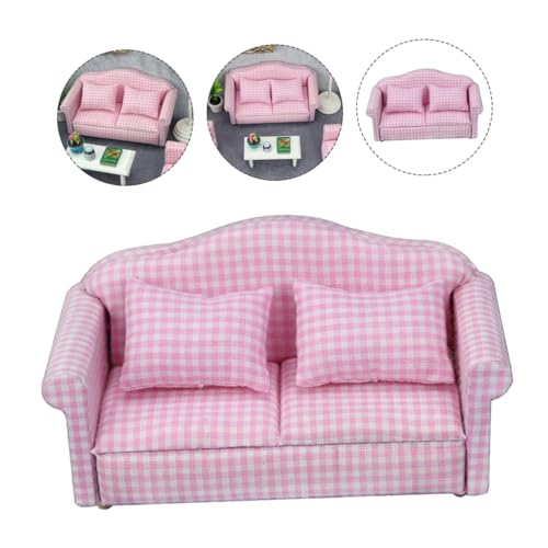 ORFOFE 1 Set Miniatur Sofa Für Puppenhaus Spielzeugmöbel Mit Kissen Puppenhaus Dekoration Ideales Zubehör Für Kreatives Spielen Von Jungen Und Mädchen von ORFOFE