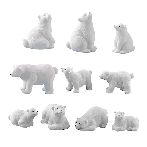 ORFOFE 10 STK Mikrolandschaftsdekoration Miniaturspielzeug Tierisches Spielzeug Bärendekore Für Den Garten Minifiguren Tierfiguren Tisch-Miniatur-Spielzeug Mini-eisbär-Ornament Weiß Harz von ORFOFE