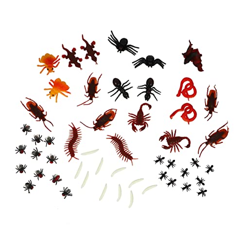 ORFOFE 100-Teiliges Set simuliertes Insektenspielzeug Streichspielzeug Halloween-Simulation Streich-Requisite Halloween Spielzeug Halloween Toys Simulationswurm Emulationswurm PVC von ORFOFE