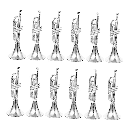 ORFOFE 12St Musikinstrumentenmodell Trompete Weihnachtsschmuck Mini-Trompetenmodell Spielen Dekor Miniaturen trompete zubehör Trompeten zubehör Mini-Zubehör kleine Trompete Plastik Silver von ORFOFE