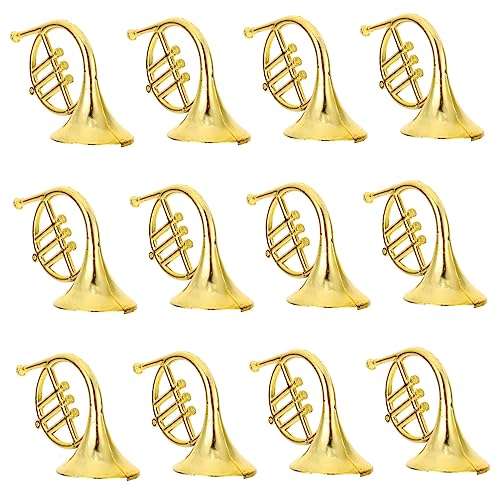 ORFOFE 12st Musikinstrumentenmodell Mini-dekor Wohndekoration Saxoboom Spielzeuge Weihnachten Mini-hauszubehör Weihnachtsgitarrenornament Musikinstrumente Im Maßstab 1/12 Golden Plastik von ORFOFE