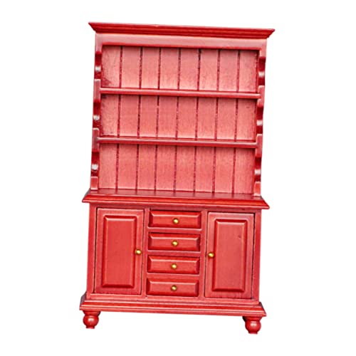 ORFOFE 1Stk Bücherregal aus Mahagoni Spielzeuge Mini-Bücherregal kleines Schrankspielzeug für Kinder Miniaturmöbel bücherregal Regal Bookshelf puppenhaus Schrank Spielzeugschrank Holz rot von ORFOFE