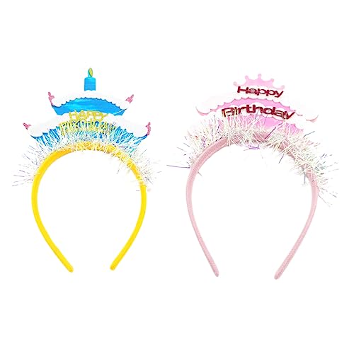 ORFOFE 2 Stück Geburtstags Party Stirnband Haarreifen Haar Accessoires Für Mädchen Kinder Geburtstags Stirnband Geburtstags Haarband Kinder Haarband Licht Blinkendes Stirnband von ORFOFE