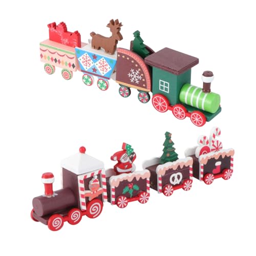 ORFOFE 2 Stück Holzeisenbahn Weihnachtszug Deko Für Den Schreibtisch Perfekte Tischdeko Für Weihnachten Ideales Für Dekorative Ornamente Für Den Weihnachtsbaum von ORFOFE