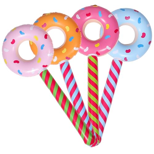 ORFOFE 20 Stk Aufblasbarer Donut-stick Ballon Lutscher-donut in Die Luft Jagen Partydekorationen Donut-geburtstagsparty-dekorationen Aufblasbarer Stock Aufblasbare Spielzeuge Krapfen Pvc von ORFOFE