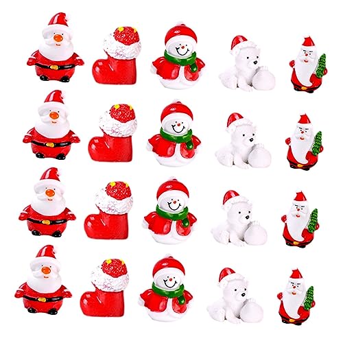 ORFOFE 20 Stück Weihnachts Harzpuppe Aquarium Weihnachten Mini Schneemann Figur Mini Weihnachtsmann Figur Schneemann Miniatur Miniture Dekoration Weihnachten Tischdekoration von ORFOFE