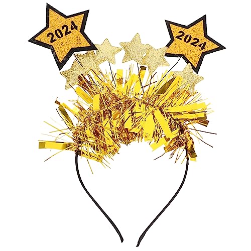 ORFOFE 2024 Glitzer Star Head Bopper Stirnbänder für Kinder Strass-Stirnband Stirnband aus Draht haarband hair- Party-Haar-Accessoire Partyzubehör für das neue Jahr Latte-Kunst Golden von ORFOFE