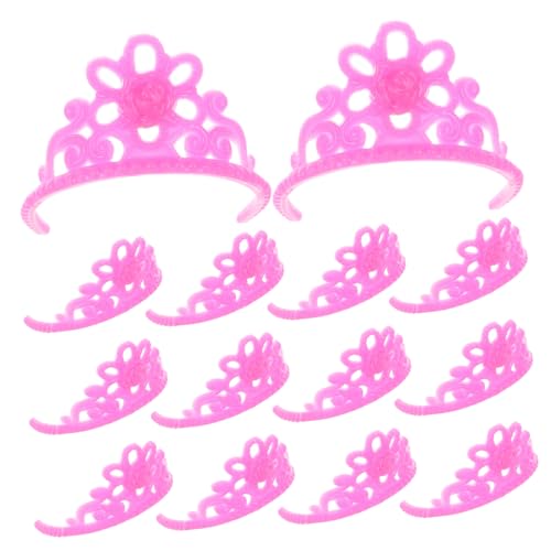 ORFOFE 20St Puppenkronen-Zubehör Puppenkleidung Puppenprinzessin Puppenhut Puppenhaaraccessoire Puppenaccessoire-Set Minikrone für Puppen Puppenschmuck Puppen Mini Krone Plastik Rosa von ORFOFE