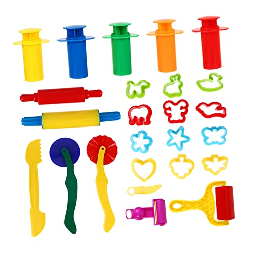 ORFOFE 25-teiliges Set Nudelholz Werkzeug Kinderspielzeug Tonwerkzeuge Für Kinder Kneteschneider Kinder Plastilin-Werkzeuge Kinder Spielset Nudelholz Für Kinder Pizza-Spielzeug Plastik von ORFOFE