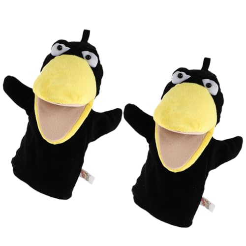 ORFOFE 2St Krähe Handpuppe Kinderspielzeug Krähen-Fingerpuppen Kinderhandschuhe Cartoon-Handpuppen Storytime Handpuppe Puppen für Kinder Interaktives Eltern-Kind-Spielzeug Plüsch Black von ORFOFE