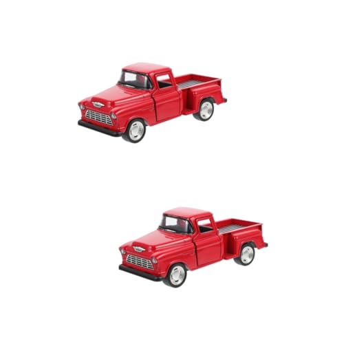 ORFOFE 2St Pickup-Truck-Modell Zug Spielzeug Vintage-LKW-Dekor Modell-LKW aus Druckguss Monster Truck Bus Kinder bastelset basteln für Kinder LKW-Modell Kinder Miniatur-LKW Legierung rot von ORFOFE