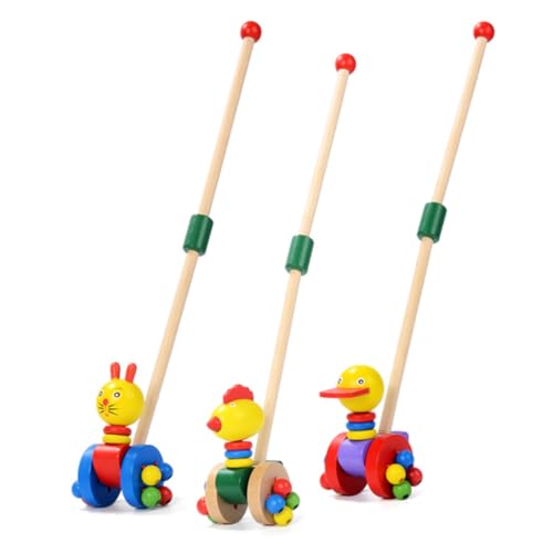 ORFOFE 2St Schiebespielzeug Spielzeug für Kleinkinder Animal-Design Kleinkinder Spielzeug buggys Spielzeug Lauflernhilfe Wagen aus Holz Trolley-Spielzeug für Kinder Hölzern von ORFOFE