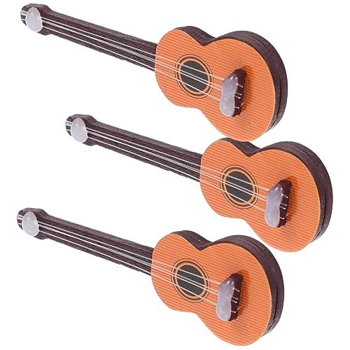 ORFOFE 3 Stück Mini Gitarre Modell Miniatur Spielzeuginstrumente Winzige E Gitarre Mini Gitarren Dekor Mini Dekor Puppenhaus Ukulele Simulation Musikinstrument von ORFOFE