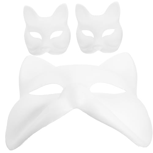 ORFOFE 3St DIY leere handbemalte Fuchsmaske Katzenmaske bemalbar Fuchs Katze brauner Abs halloween masken halloweenmaske Schutzmaske Tier Papiermaske Halloween-Kostüm-Cosplay Weiß von ORFOFE