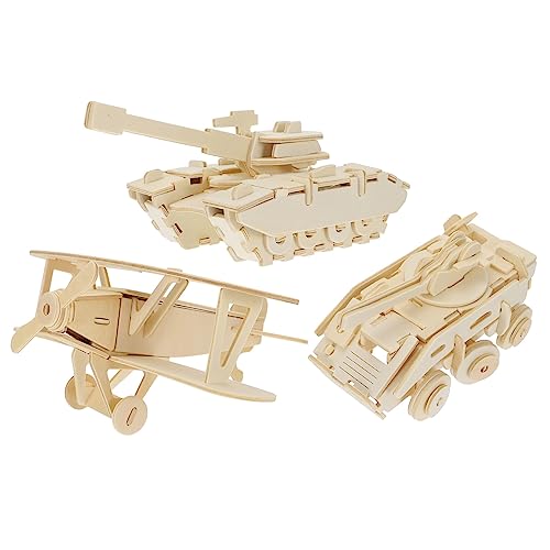 ORFOFE 3St Holzpuzzle Kinder Puzzle kinderpuzzle DIY-Spielzeug Autospielzeug für Kinder 3D-Puzzles Flugzeugmodell Puzzlematte kinderspielzeug 3D-Puzzle aus Holz Kinder 3D-Puzzle hölzern von ORFOFE