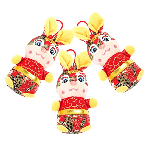 ORFOFE 3St Jahr der Hasenverzierung Stofftier-Maskottchen-Spielzeug Kaninchen-Maskottchen-Puppe-Ornamente Hasen Kuscheltier hasenfiguren chinesische neujahrskaninchenpuppe Plüschtier von ORFOFE