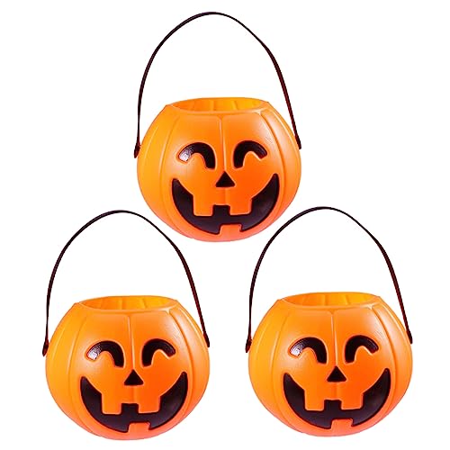 ORFOFE 3St Kürbis Eimer Halloween-Korb Kinder Eimer Süßes oder Saures Eimer Oumpkin Platte panier halloween pumpkin halloweenkürbis Kürbislaterne Halloween-Süßigkeitshalter Plastik Orange von ORFOFE