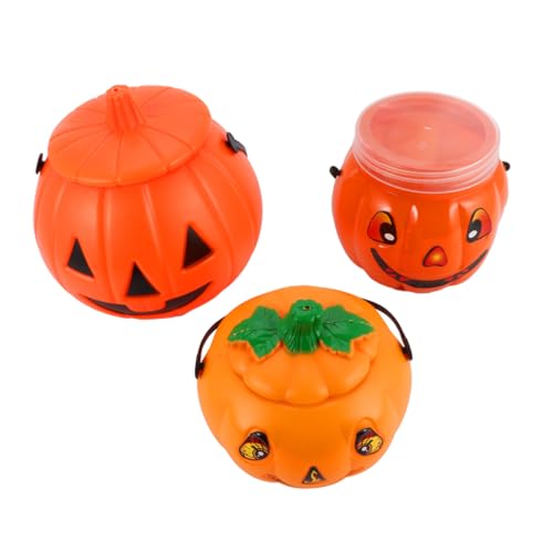 ORFOFE 3st Halloween-dekorationsrequisiten Halloween-schmuck Jack-o-laternen-ornament Halloween-kürbislampe Kürbis-süßigkeiten-eimer Ornament Für Kinder Mini-kürbiseimer Plastik Orange von ORFOFE