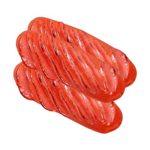 ORFOFE 3st Simulierte Wurst Bratwurst- -Requisite Fake-hot-Dog-Modell Restaurant Gefälschtes Essen Künstliches Hot-Dog-Modell Shop-hot-Dog-Modell Faux-hot-Dog-Ornament PVC Rot von ORFOFE