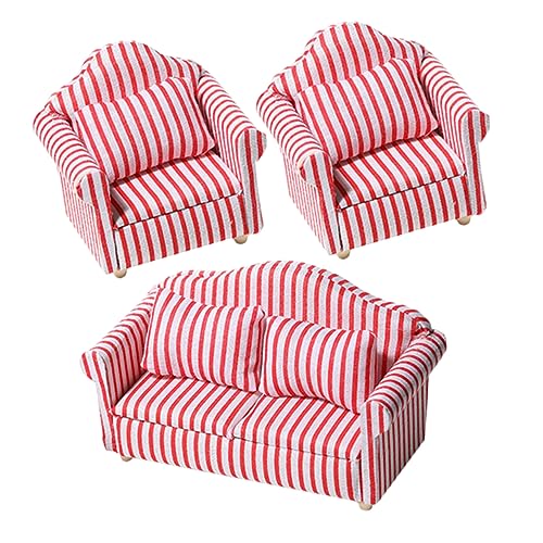 ORFOFE 3st Wohnzimmer Sofagarnitur Couch Miniatur-Sofa-Spielzeug Miniatur-Sessel Kleines Miniatursofa Miniatur-Sofa-Modell Mini-Sofa Baumwollstoff von ORFOFE