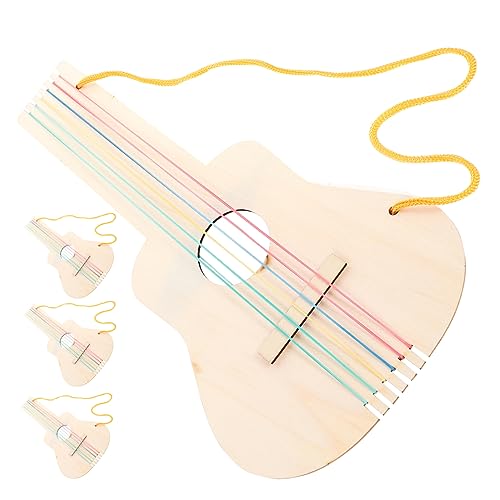 ORFOFE 4 Sätze DIY-Musikinstrument Herstellen DIY Leere Gitarre DIY-Gitarre Bauen DIY Unlackierte Gitarre Unvollendete, Unlackierte Gitarre Unfertige Leere Gitarre Kinderspielzeug Holz von ORFOFE