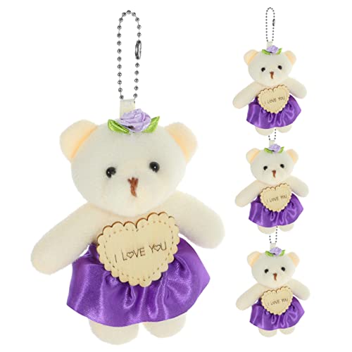 ORFOFE 4 Stück Hochzeitsbär Abschluss Bär Dekore Rucksack-Bär-Anhänger Dekoration Schlafzimmer Bedroom Decoration kleine Bärenpuppe Bärenzubehör selber Machen PP Baumwolle Violett von ORFOFE