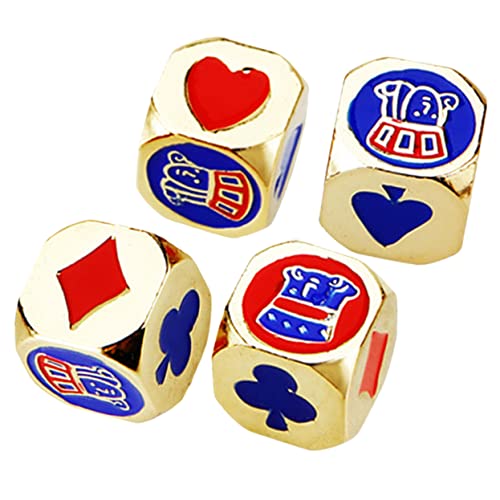 ORFOFE 4 Stück Poker Würfel Legacy brettspiel goldhochzeit Geschenkeidee praktisches Würfel-Requisit Punktwürfel mit runden Ecken Spielzeuge Würfelspiel Requisite Spiel Würfel Metall von ORFOFE