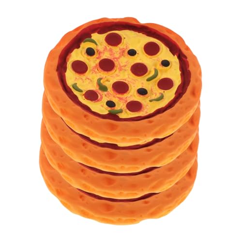 ORFOFE 4 Stück Puppenhaus Pizza Puppenhaus DIY Dekoration Simulierte Pizza Mini Pizza Puppenhaus Lebensmittelmodell DIY Simulierte Requisite Pizza Modell Künstliche von ORFOFE