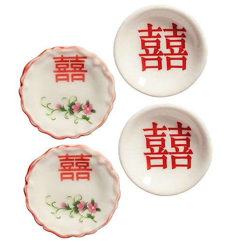 ORFOFE 4 Stück puppenhaus Gericht die chinesen Miniatures Tableware Küchenzubehör für Puppenstuben Hakenregal-Desktop-Display Miniaturplatten Mini- -DIY-Accessoires Keramik Weiß von ORFOFE