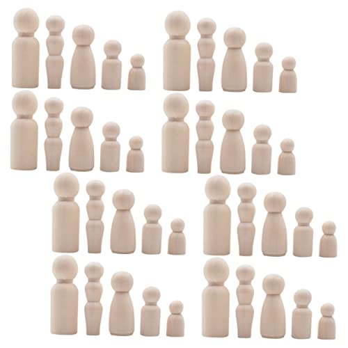 ORFOFE 40pcs Unvollendete Peg Dolls Holzstift Puppen Farbmalerei Stifte Holz Leere Peg DIY Holzfiguren von ORFOFE