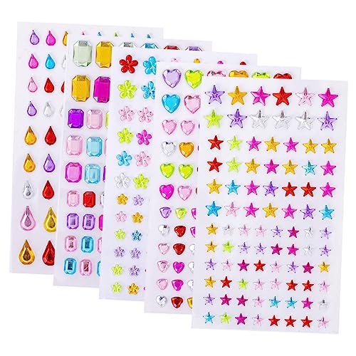 ORFOFE 5 Blatt Kristall Diamant Aufkleber Laptop Aufkleber Tagebuch Kristall Aufkleber Dekorative Aufkleber Scrapbooking Aufkleber Ornament Aufkleber Ornament Kristall Aufkleber von ORFOFE