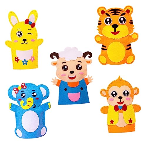 ORFOFE 5 Sätze Handpuppe Selber Machen Bastelset Selber Machen Hasenspielzeug Für Kinder Sockenpuppen Aus Papier Hasenpuppe DIY & Handwerk Kleine Tierpuppe DIY Bastelbedarf Bausatz Tuch von ORFOFE