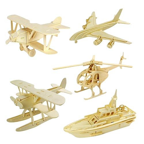 ORFOFE 5 STK Dreidimensionales 3D-holzpuzzle Gehirnspielzeug Flugzeugspielzeug Für Kinder 3D-Puzzle Puzzle-Spielzeug Rätsel Spielzeuge Flugzeugpuzzles Aus Holz Hölzern von ORFOFE