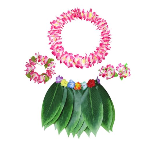 ORFOFE 5 Stück 1 Satz Luau Partydekorationszubehör Künstliche Girlande Hawaiianische Girlande Hawaii-grasrock Tropisches Partyarmband Künstliche Kränze Hawaiianische Leis Rosa von ORFOFE