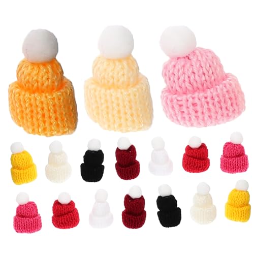 ORFOFE 50 Stück Mini-Mütze kleine Hüte zum Basteln Puppenbastelhut Miniatur-Strickmützen Mini-Hut Mini Strickmützen Puppenhüte Weihnachtsmützen Puppenbastelhüte Schneemannmützen Polyester von ORFOFE