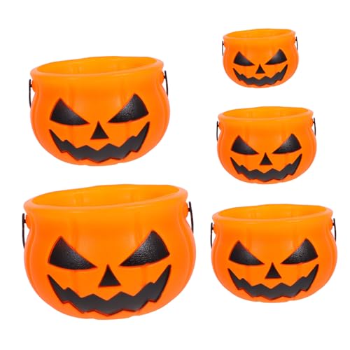 ORFOFE 5St Kürbis Eimer Süßigkeiteneimer Halloween Bonbonschale Eisfass Halloween-Dekor Schmuckkorb Halloween Party Deko geschenkverpackung tragbarer Kürbiseimer Halloween-Zubehör Abs von ORFOFE