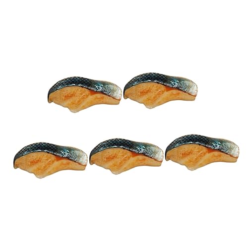 ORFOFE 5pcs Künstliches Fischfleisch Realistische Lebensmittel Heimküche Lebensmittelmodelle Lebensechter Fleischfutter Für Die Schrankausstellung von ORFOFE