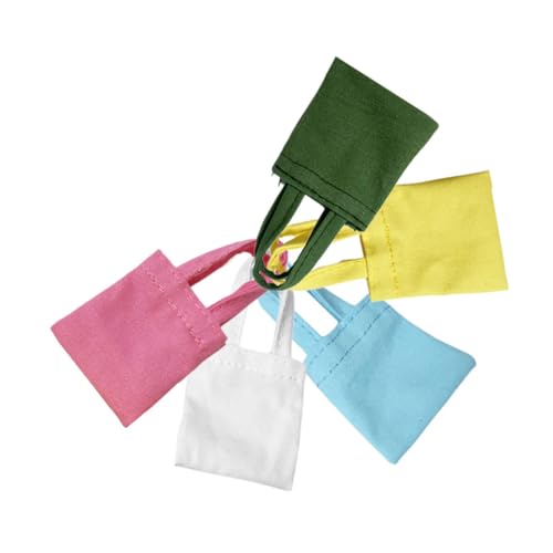 ORFOFE 5st Mini Handgefertigte Canvas-Tasche Mini-umhängetasche Mini-Einkaufstasche Puppenhandtasche Puppenhaus-Tasche Puppentasche Miniatur-Einkaufstasche Puppenhaus Handtasche Segeltuch von ORFOFE