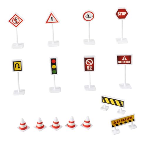 ORFOFE 6 Sätze Simulationsszene Spielzeug Mini Spielzeug Für Verkehrszeichen Straße Straßenschild Verkehrszeichen Spielen Rotes Zubehör Spielzeug Straßensperre Straßenschild Spielzeug Abs von ORFOFE