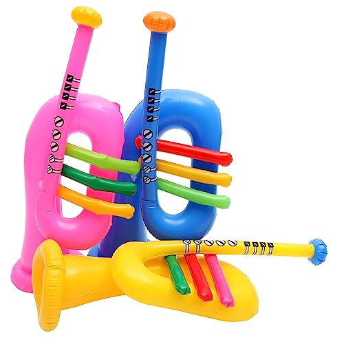 ORFOFE 6 Stück Aufblasbares Musikinstrument Neuheit Blow Up Prop Gitarre Kinderzubehör Zubehör Musik Party Dekoration Instrumente Luftballons Trompete Horn Strandparty Spielzeug PVC von ORFOFE