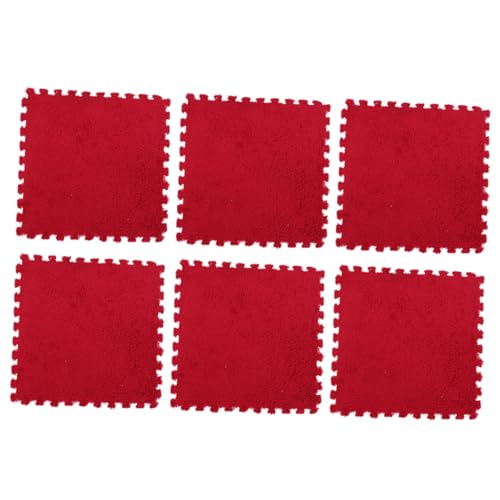 ORFOFE 6St Puzzle-Matte Kinder Matte fußmatte sitzunterlage erdungsmatte mats Bodenfliesen Puzzle-Bodenmatte Teppich Spielmatte tragbare Puzzlekissen austauschbare Puzzlekissen Samt rot von ORFOFE