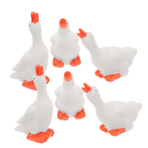 ORFOFE 6St große weiße Gans Ornament Hase Mini-Bauernhof-Spielzeugfiguren Gans Figur Animal Figures Schrankdekoration Spielzeug rasenkante Gänsefiguren aus Harz Gans Miniaturfiguren von ORFOFE