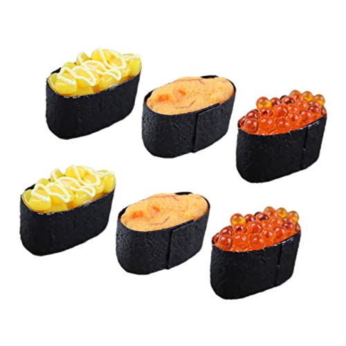 ORFOFE 6st Sushi-Simulation Imitiertes Sushi-Modell Faux-Fleisch-Modell Sushi-Fotografie-Requisiten Künstliches Sushi Realistisches Onigiri-Modell Mini-Essen Restaurant-Display-Essen PVC von ORFOFE