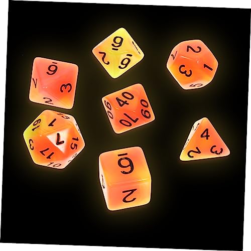 ORFOFE 7St Leuchtende facetten reiche Würfel Neuheit Würfel Partywürfel Brettspiele Würfel Tischwürfel RPG-Würfel twocolors Two Colors unregelmäßige Spielwürfel Spiel kleine Würfel Harz von ORFOFE