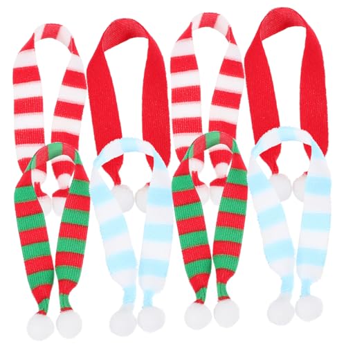 ORFOFE 8St weinachts weihnchtsdeko Weinflaschenschal Mini-Weihnachtsschal Minipuppenschal Weihnachten Mini-Schals Puppenschal selber Machen Polyester von ORFOFE